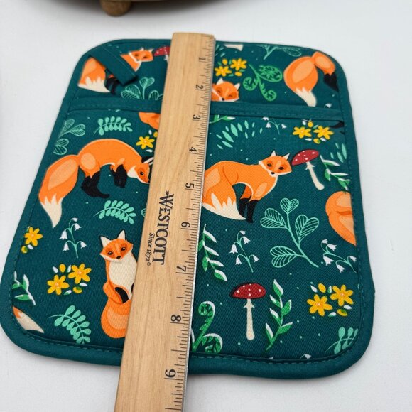 Pot holders heat resistance Fox Print pocket terry cloth lined NWOT - Picture 13 of 13